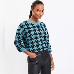 EUC Ann Taylor Loft Women Houndstooth Sweater Size | XSP | Basking Blue
